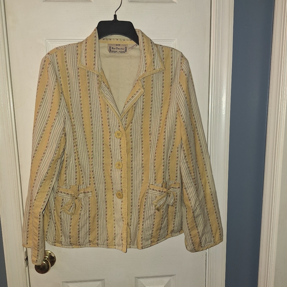 New Direction Beige Striped Blazer